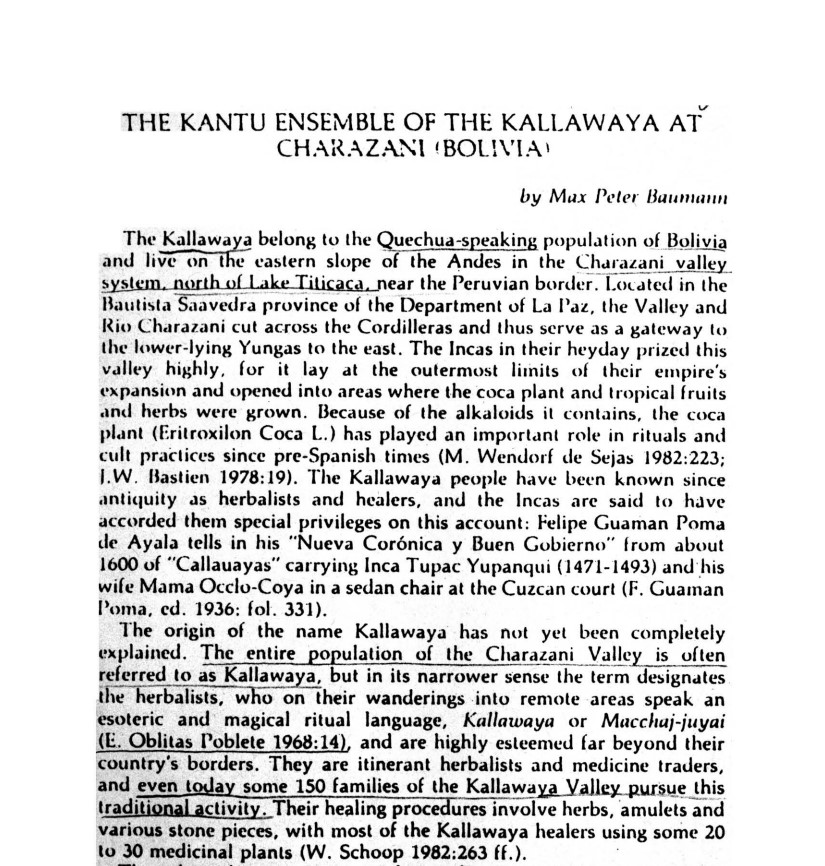 The Kantu Ensemble of the Kallawaya at Charazani (Bolivia) /