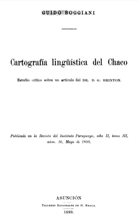 Cartografía lingüística del Chaco. Estudio crítico sobre un artículo del Dr. D. G. Brinton /