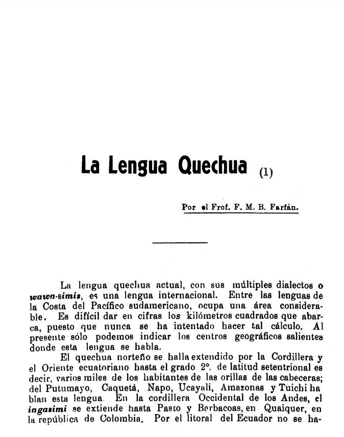 La Lengua Quechua /