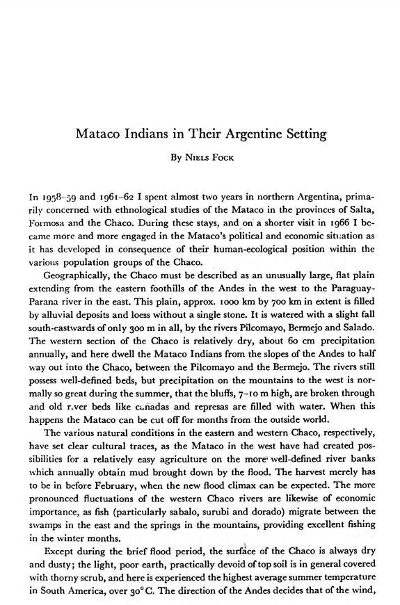 Mataco Indians and their Argentine setting /
