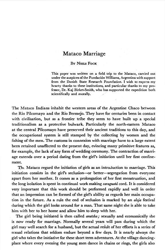 Mataco marriage /