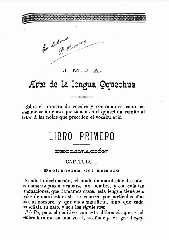 Arte y diccionario quechua - español /