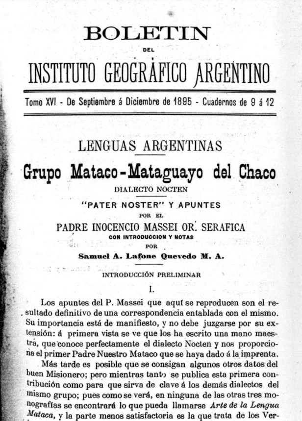 Lenguas argentinas : grupo mataco-mataguayo del Chaco : dialecto vejoz  vocabulario y apuntes de M.S. d /