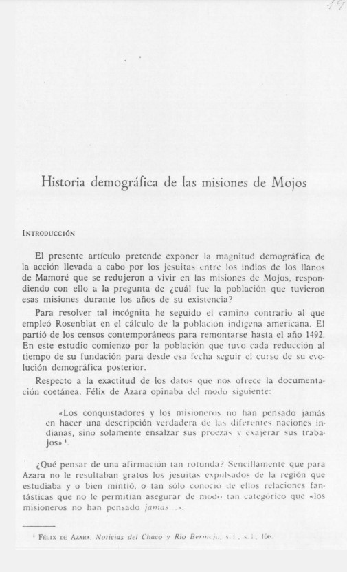 Historia demográfica de las misiones de Mojos /